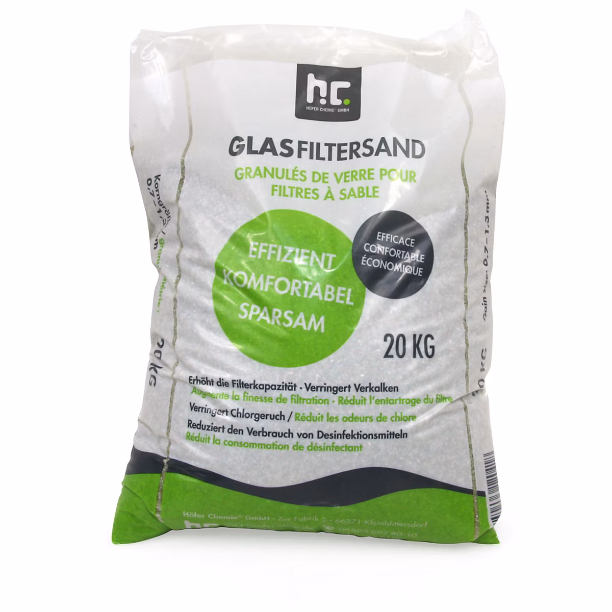 1 × 20 Kg De Granulés De Verre Fin Pour Filtre À Sable – Granulométrie 0,7-1,3 Mm, Filtration Optimisée/longue Durée