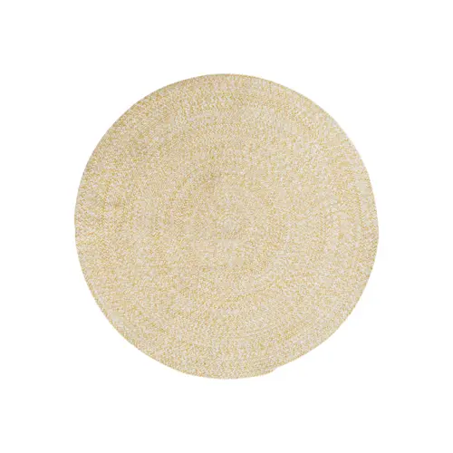 Tapis rond tressé jaune et blanc en coton - Ø 100 cm