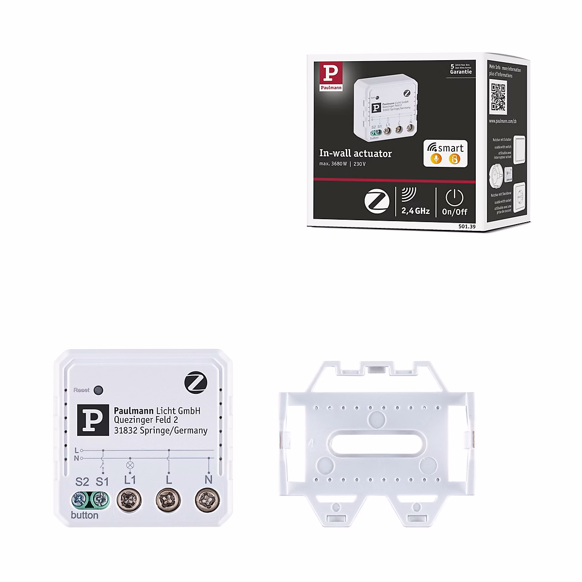 Luminaire et éclairage intérieur – Actionneur encastré Smart Home Zigbee 3.0 On/Off Blanc