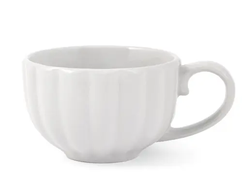 Tasse à thé en grès blanc Lotus - 22 cl