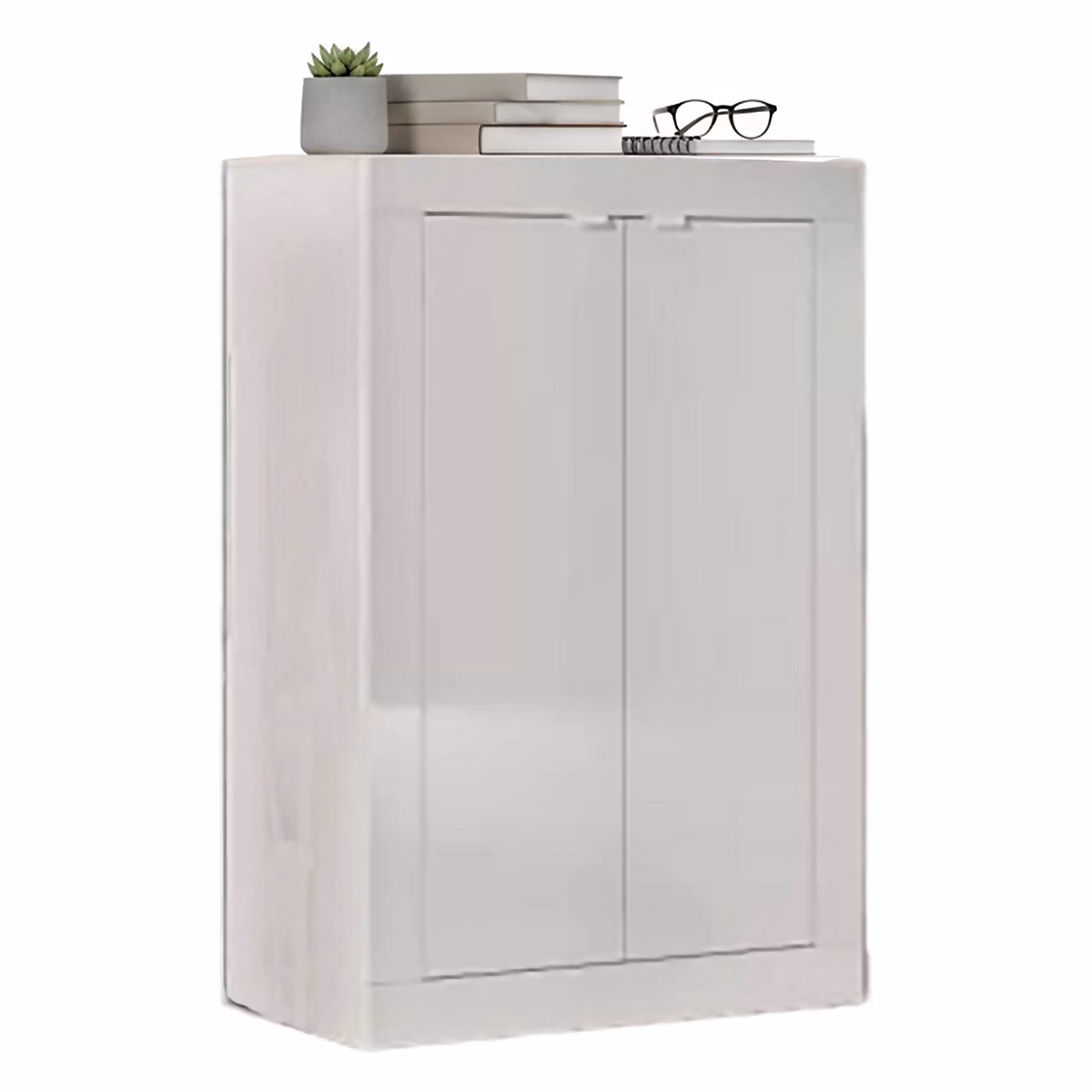 Armoire polyvalente 2 portes Bienvenu – 4 étagères 78 × 113h cm Blanc