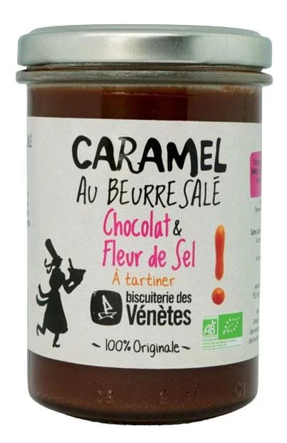 Crème caramel au beurre salé chocolat fleur de sel bio Biscuiterie Venetes - 220 g