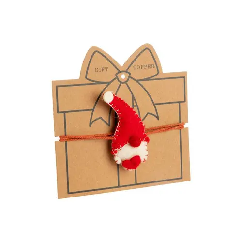 Décor pour cadeaux Père Noël en feutrine rouge - 1,5 x 4 cm