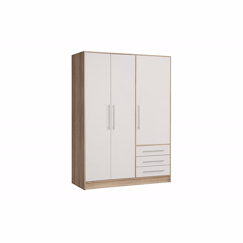 Armoire dressing 145 cm 3 portes blanc décor chêne clair – FARO