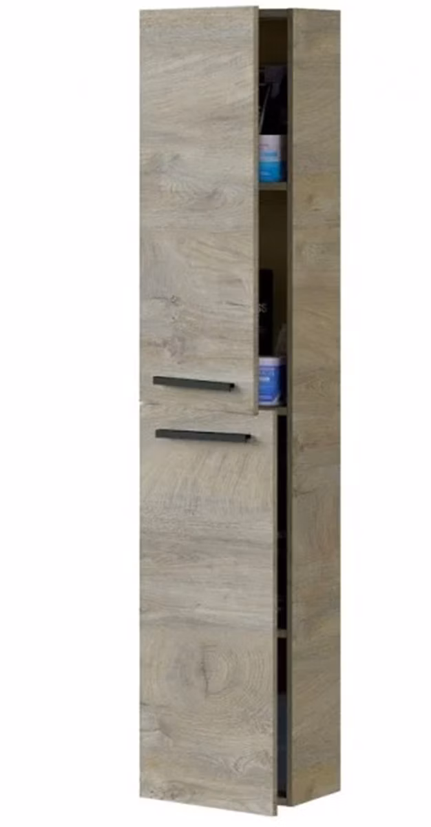Colonne salle de bain Suspendue avec 2 Portes coloris Alaska chêne à nœuds – Hauteur 150 x Longueur 30 x Profondeur 25 cm