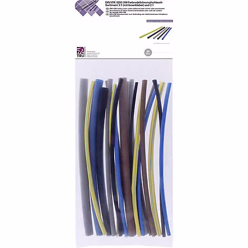 TRU COMPONENTS T1902CA044 – Assortiment 20 gaines thermorétractables 150 mm, PE, adhésif intérieur, 3:1 et 2:1