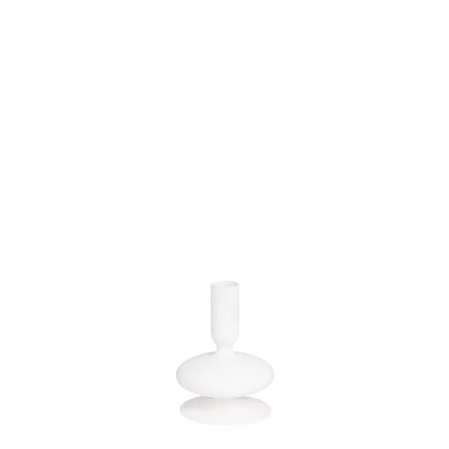 Bougeoir coloris blanc en verre - 11 cm