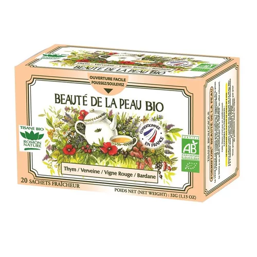 Tisane beauté de la peau bio en boite de 32 g