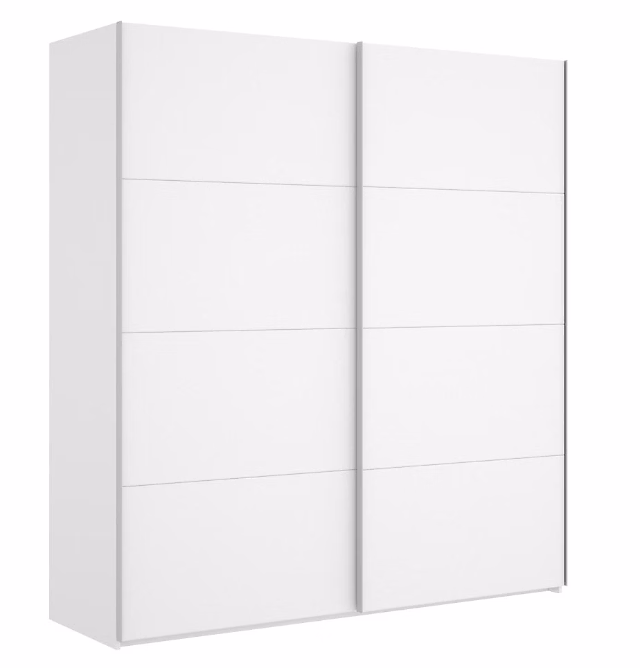 Armoire à portes coulissantes coloris blanc brillant – Longueur 180 x Profondeur 65 x Hauteur 204 cm