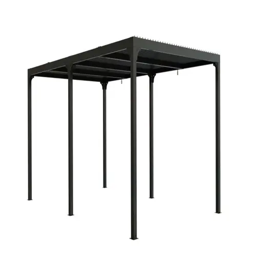 Pergola bioclimatique coloris gris en aluminium - 3,6 x 5,98 m