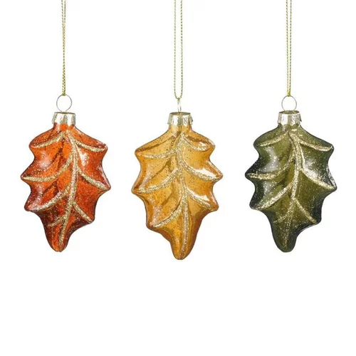 Suspension feuille coloris vert en verre - 5,5 x 8 x 2,5 cm
