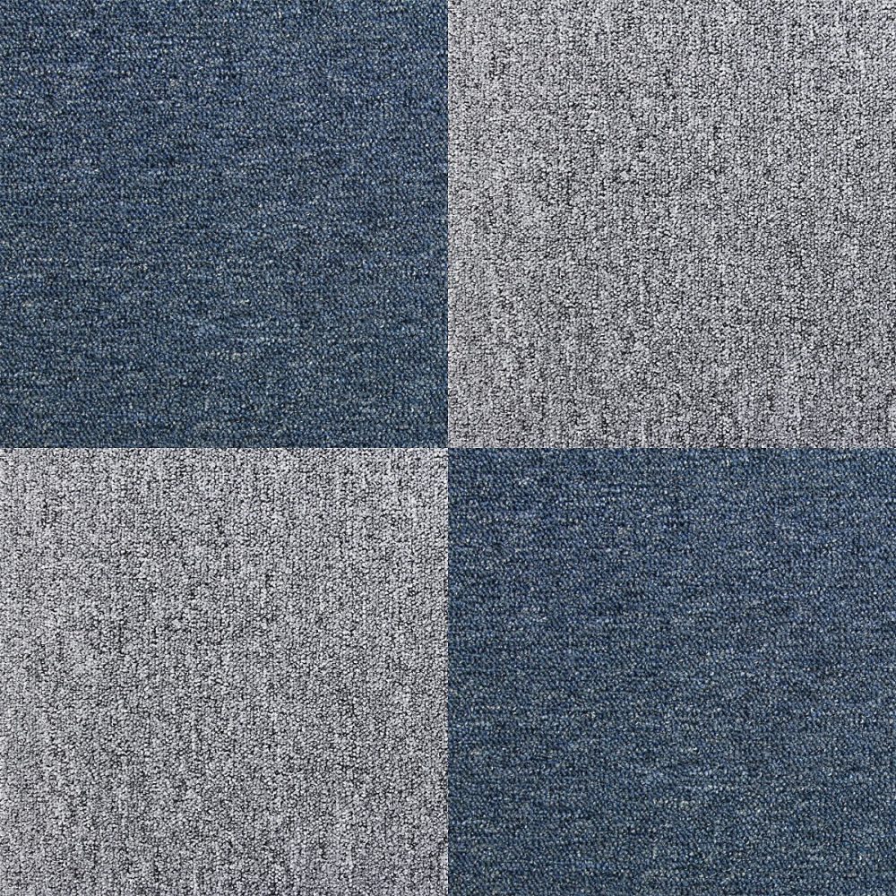 40 Dalles de 50cm x 50cm (10m²) Dalle de Moquette Couleur Bleu Tempête & Gris Platine – Réf. VQSAZWMUI0468247093