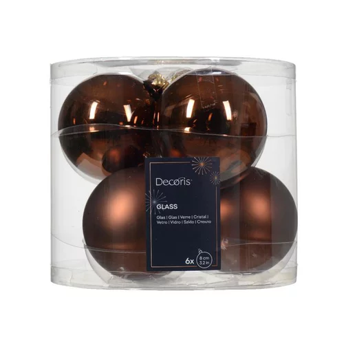 Boite 6 boules en verre Marron Kaemingk - Ø 8 cm