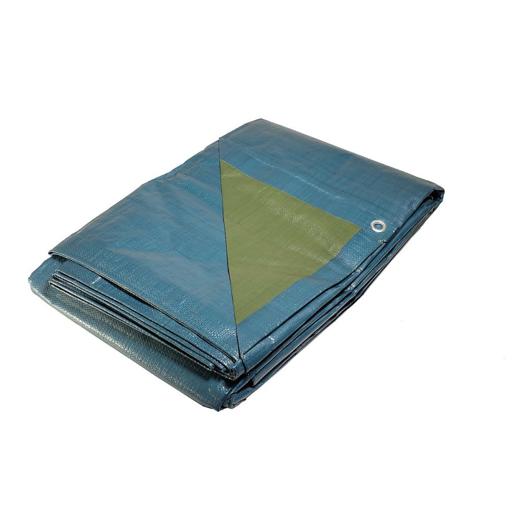 Bâche de jardin 6 × 10 m Bleue et verte Polyéthylène 150g/m²