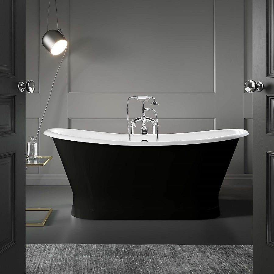 Baignoire îlot sur socle en fonte emaillee COVENTRY Noire 173 cm Peinture noire | Baignoire