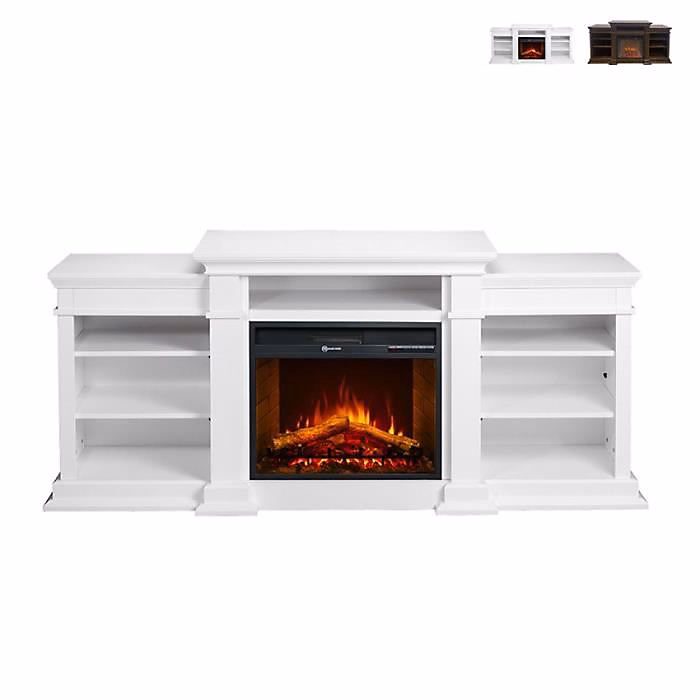 Cheminée électrique – Divina Fire, Biden, Bois Blanc, 900/1800 W, Télécommande incluse