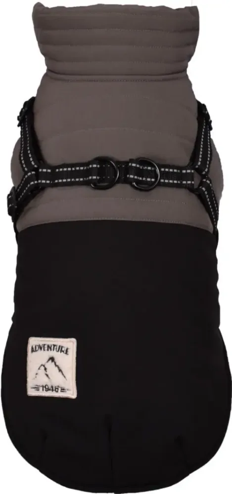 Manteau pour chien coloris noir avec harnais et sangle réfléchissante Bobby Tour - Taille 32S