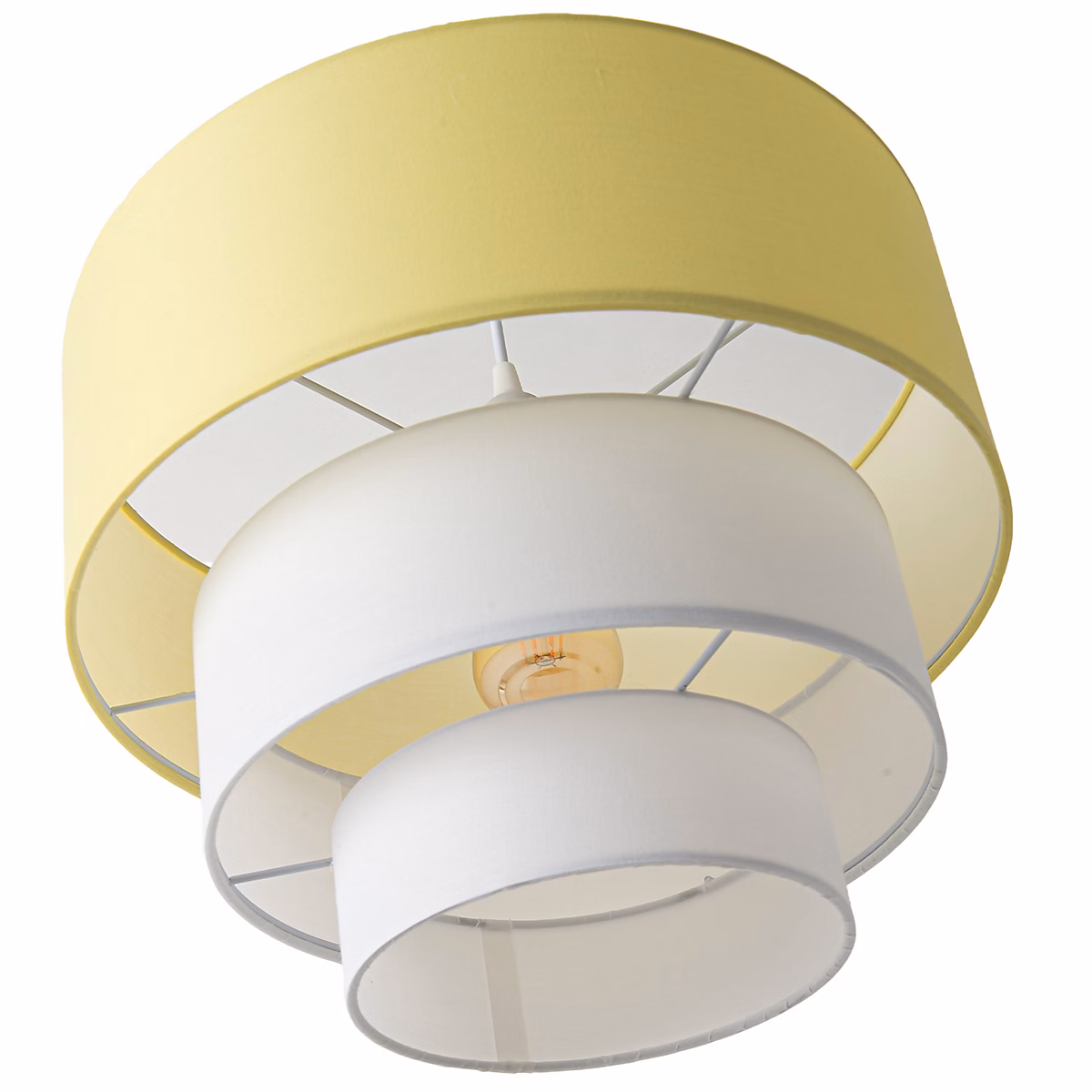 ALPINALUZ Suspension Textile à Trois Niveaux Jaune – 38 cm x 30 cm | Douille E27