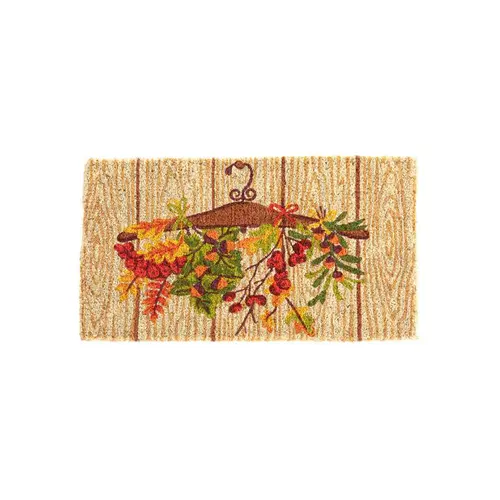 Paillasson en fibre de coco motif suspension d’automne - 72 x 40 cm