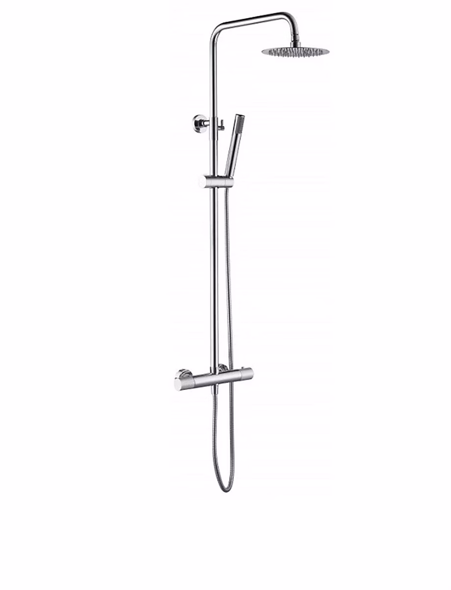 Ensemble de douche thermostatique extensible LINE – Hauteur: de 95 cm à 132 cm, Chromé