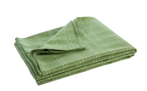 Nappe décorative à carreaux coloris vert et blanc en coton - 150 x 250 cm