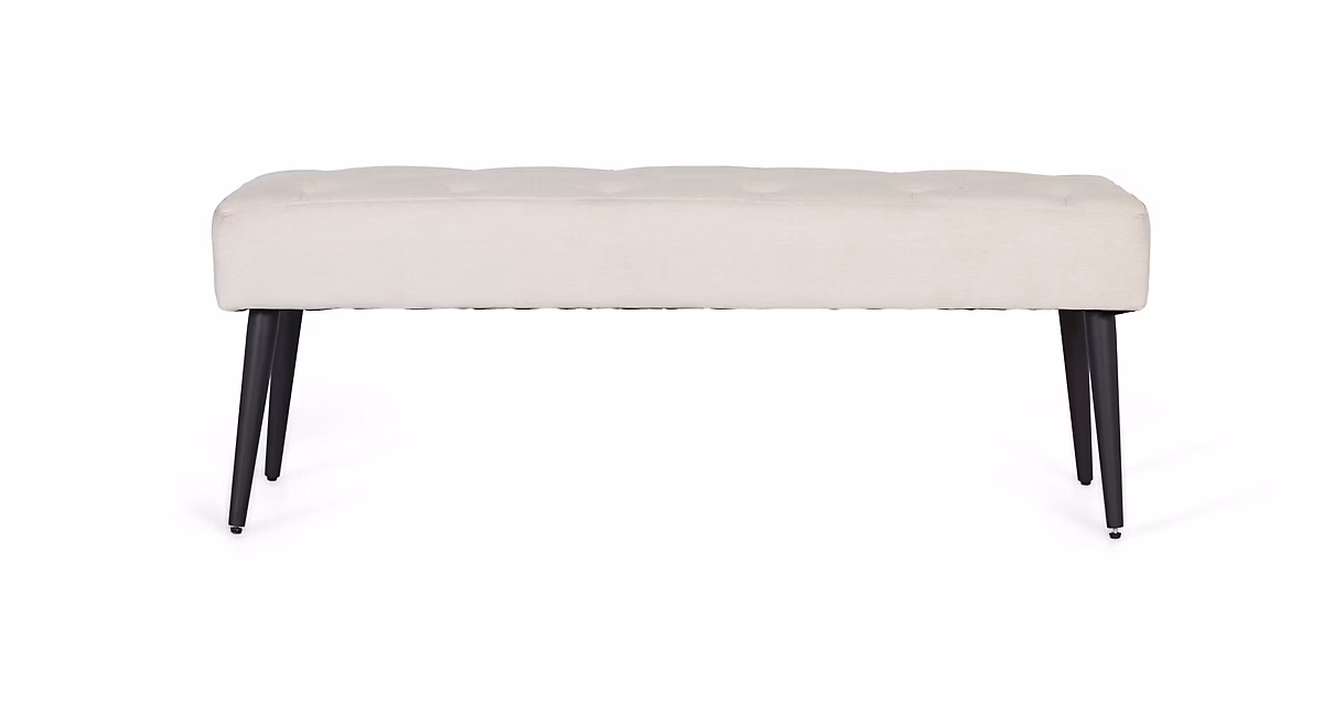 Canapé et fauteuil – Banquette en tissu beige avec pieds en fer noir