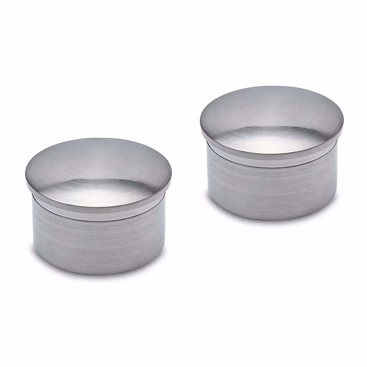 2 x Embout arrondi pour tube diam. 38 – 1 x 1 | 27 mm | Zamac aspect inox brossé