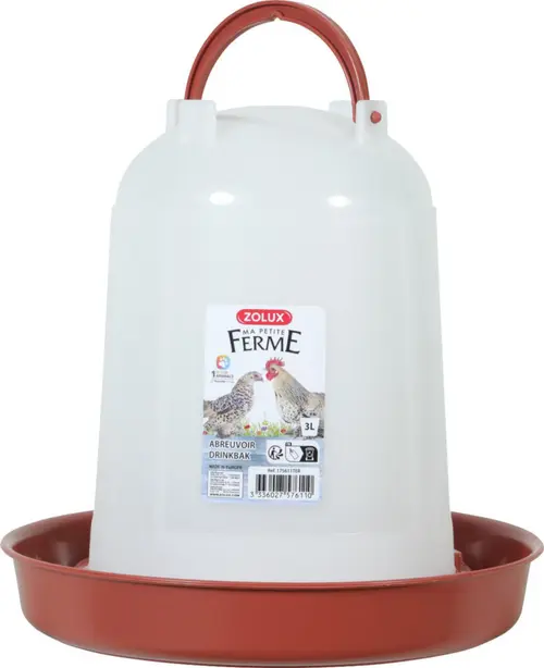 Abreuvoir pour basse-cour en plastique coloris rouge Zolux Ma petite ferme - 3 L