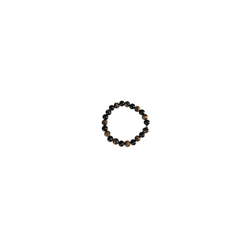 Bracelet mix oeil tigre et onyx homme - 8 mm