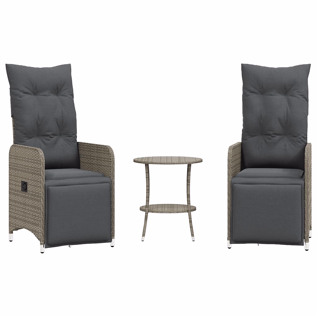 Chaises inclinables de jardin lot de 2 et table résine tressée vidaXL – Réf. PSDOFZHDC7512434182