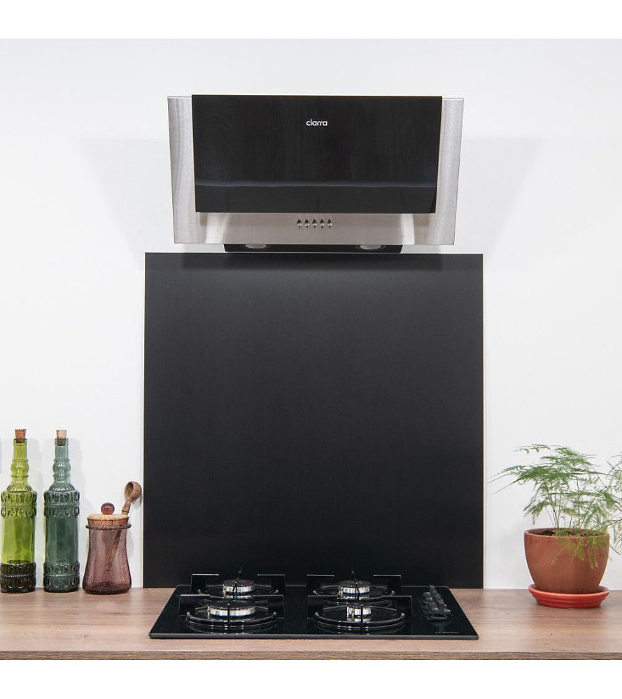 Crédence – Fond de hotte, Aluminium Anodisé Brossé Noir, H30cm x L50cm
