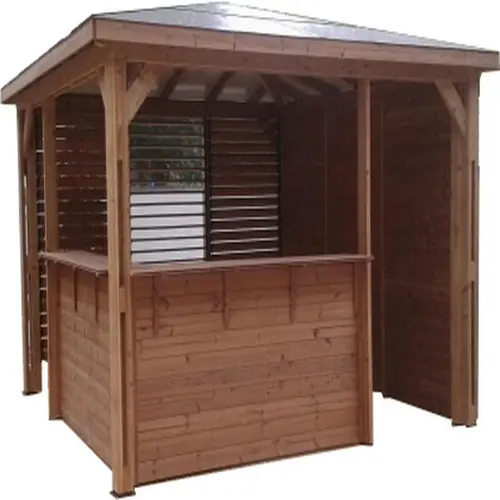Pool house Blueterm Foresta bois coloris beige en bois traité haute température - 3,79 x 3,79 m