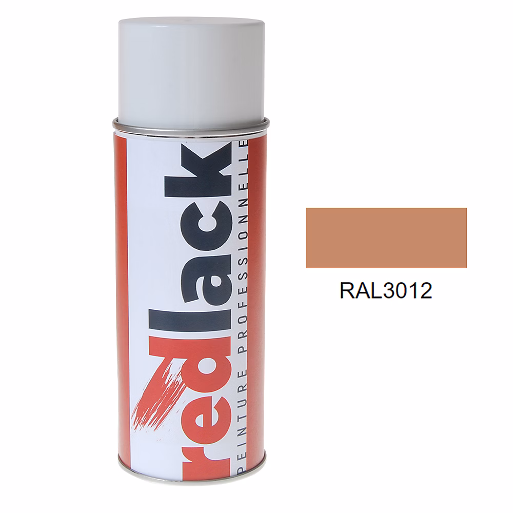 Bombe de peinture Aérosol – spray, 400ml, RAL 3012 Rouge beige, Brillant, multisupport, Redlack, RAL3012