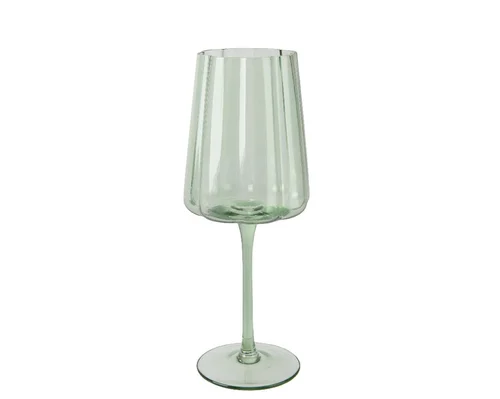 Verre sur pied vert en verre transparent Floral - Ø 8,2 x H 21 cm