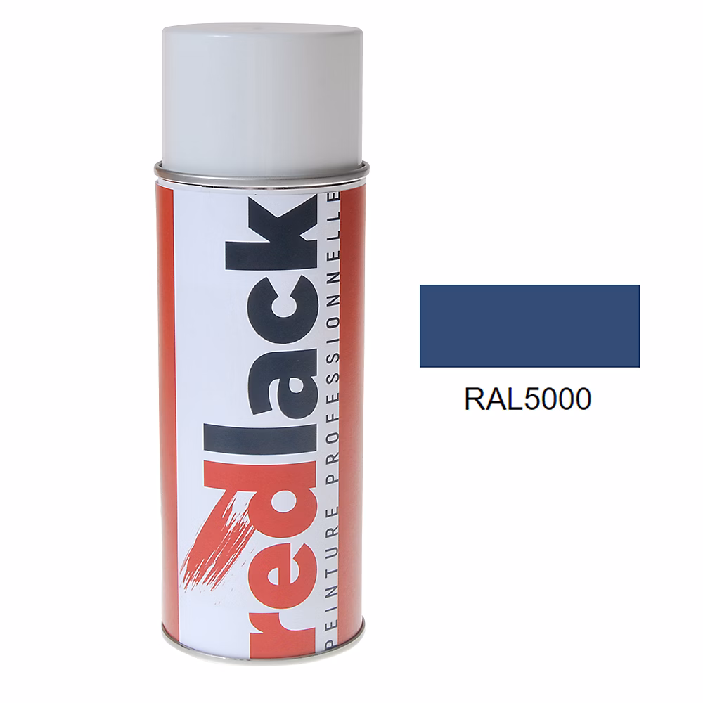Bombe de peinture Aérosol – spray, 400ml, RAL 5000 Bleu violet, Satiné, multisupport, Redlack, RAL5000