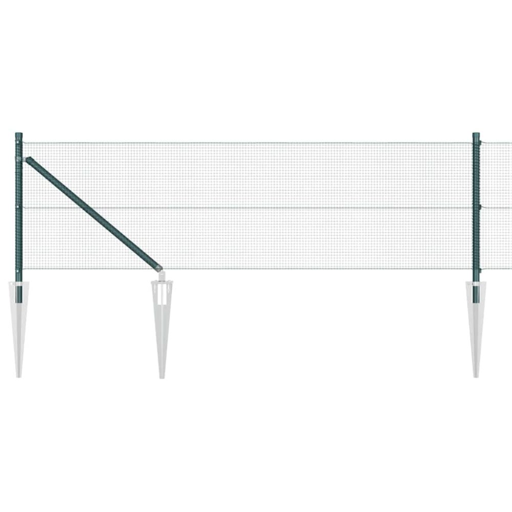 vidaXL Clôture en fil soudé avec pointes 10 x 0,6 m Vert Maille – 0,6 m 1,2 cm