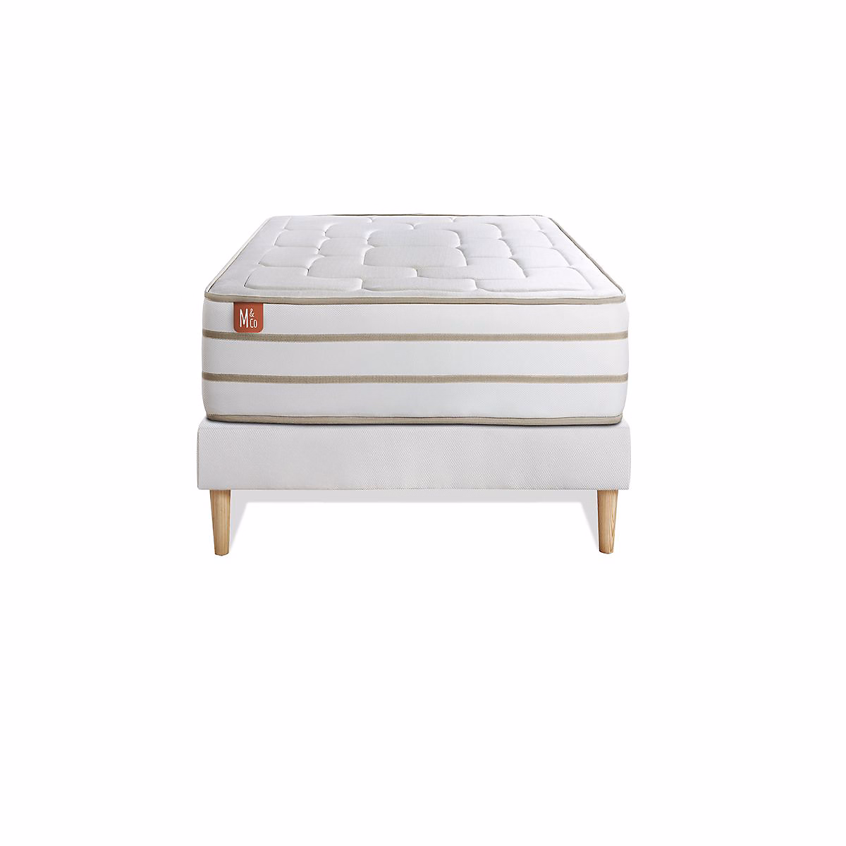 Ensemble – Matelas Mémoire de forme 26cm d'épaisseur, 5 zones de confort, Confort équilibré, Sommier tapissier monobloc