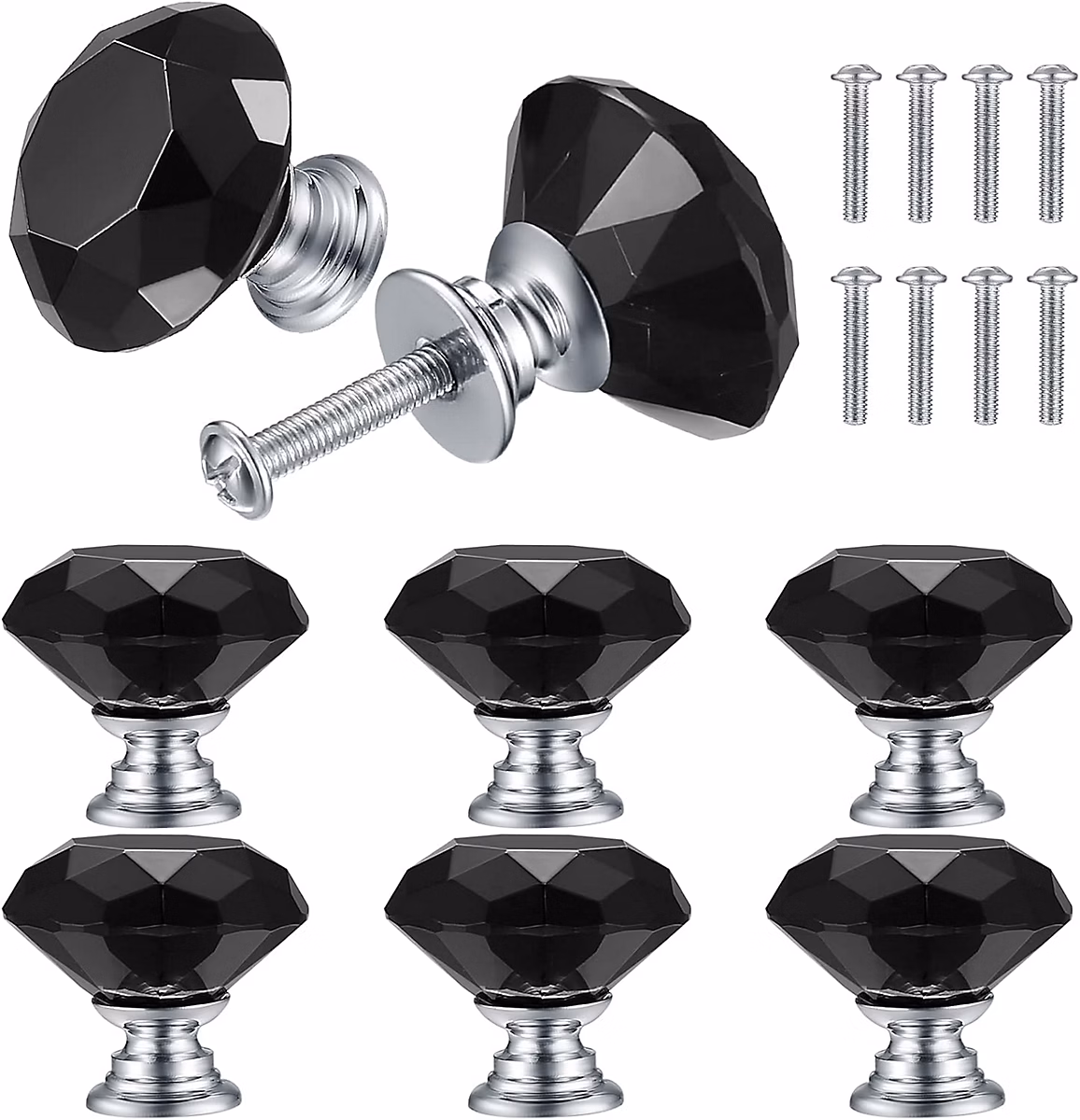 Boutons de Porte en Cristal – Boutons d'Armoire Tiroirs de Cristal, Boutons Poignées pour Cuisine, Salle De Bain, Bureau, avec Vis