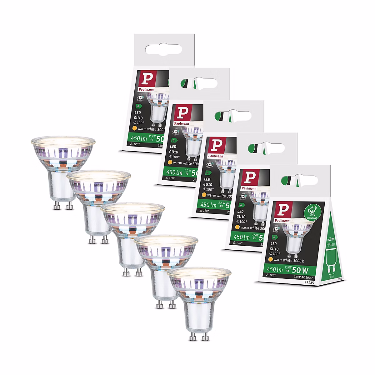 Efficient – Line Kit Réflecteur LED 5x450lm 5x2, 5W 3000K Argent