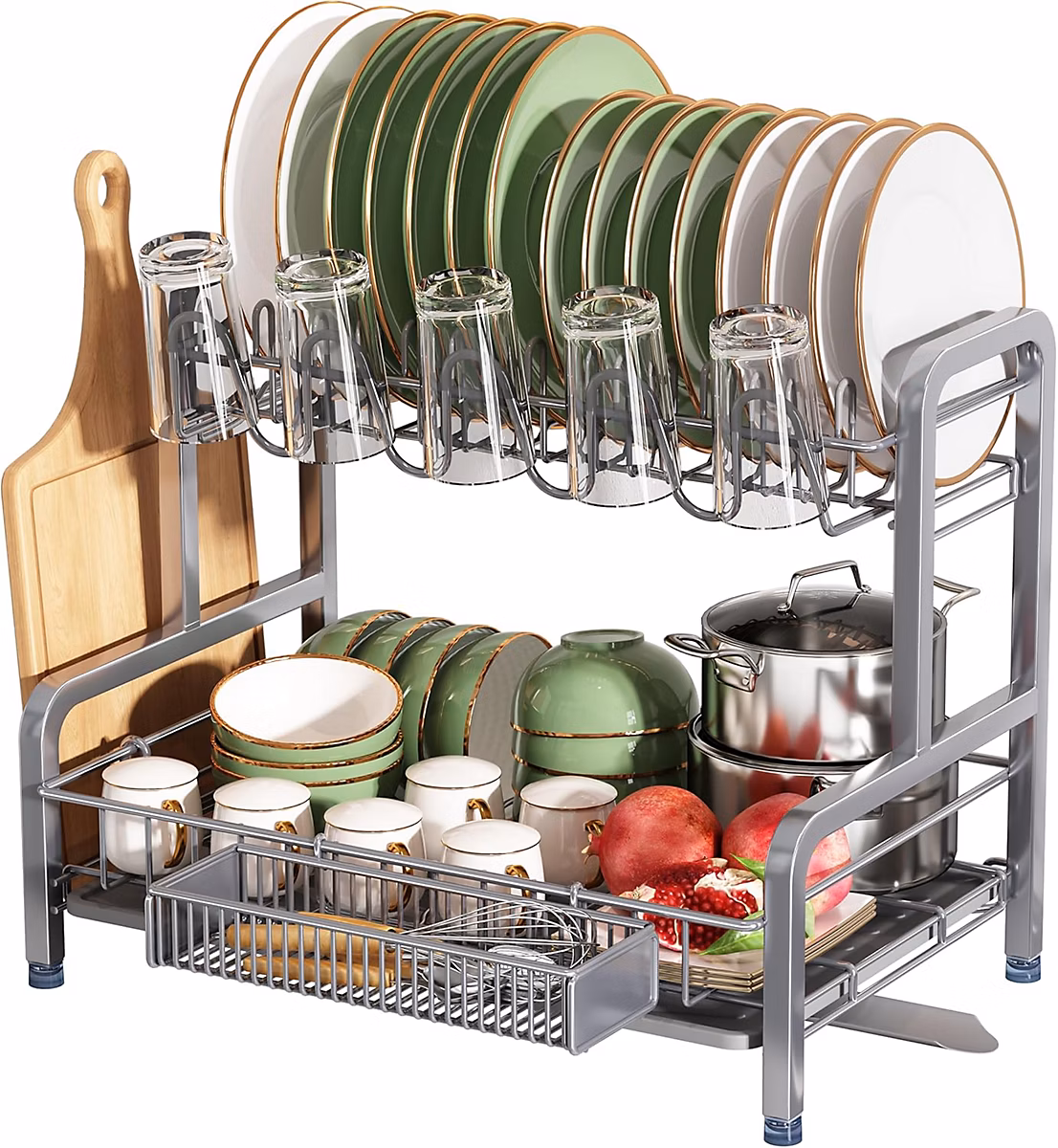 Egoutoire Vaisselle Cuisine avec 2 Niveaux inox – Réf. QKJFTPKJB8870933469
