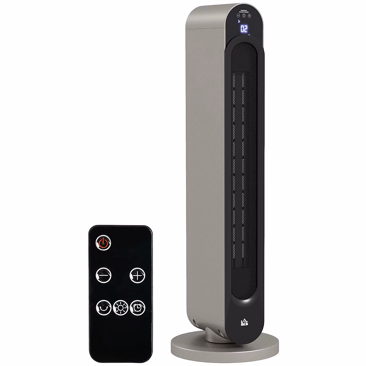 Chauffage soufflant oscillant 1100/2200 W – mini radiateur céramique PTC, télécommande incluse, chauffage d'appoint gris noir