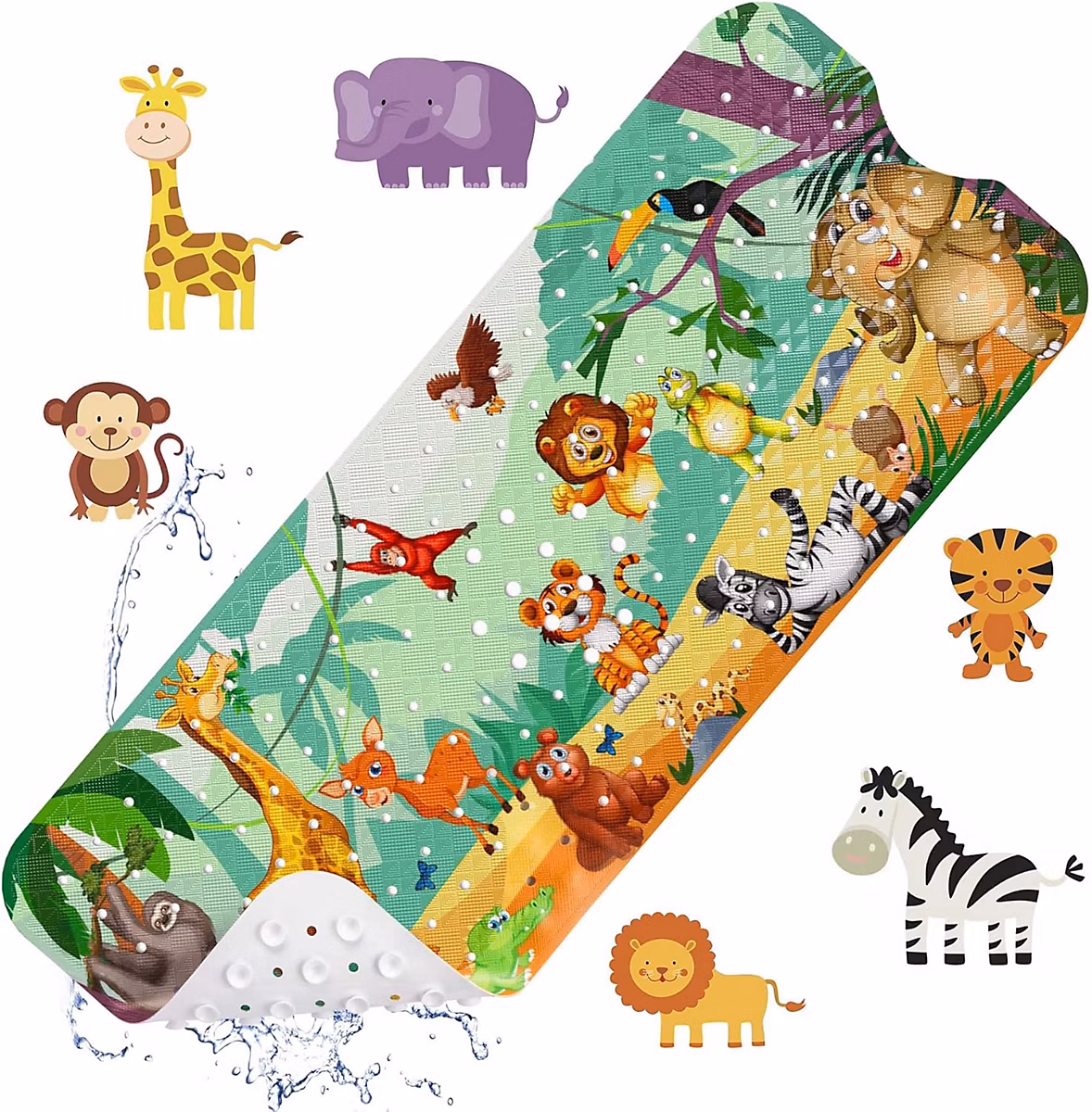 BASHLWUA Tapis de Baignoire Antidérapant Bebe – 100 × 40cm Tapis de Bain Anti Glisse Tapis de Douche Résistant avec 200 Ventouse pour