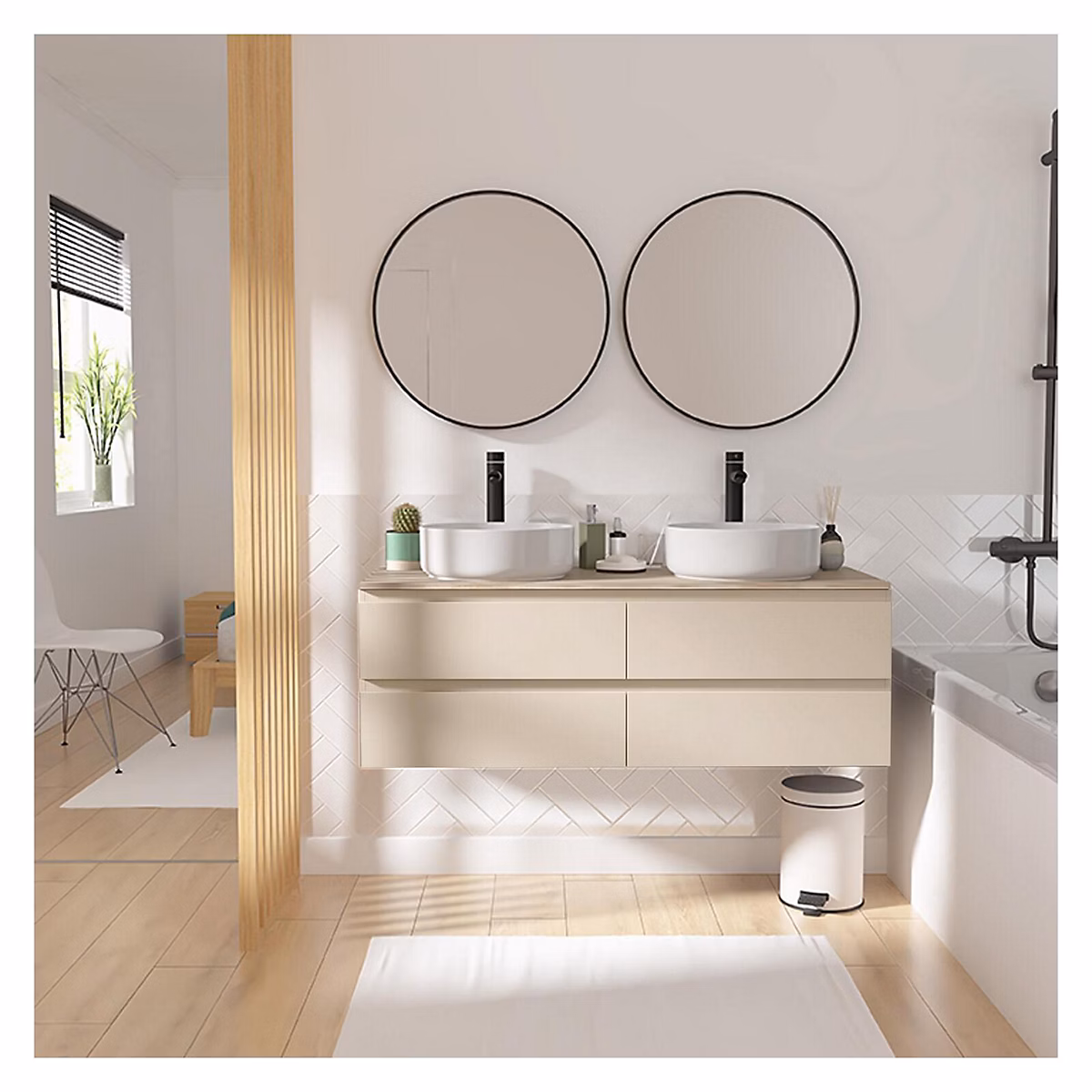 Meuble vasque – Ensemble meuble double vasque SORRENTO 120cm + robinet + miroir
