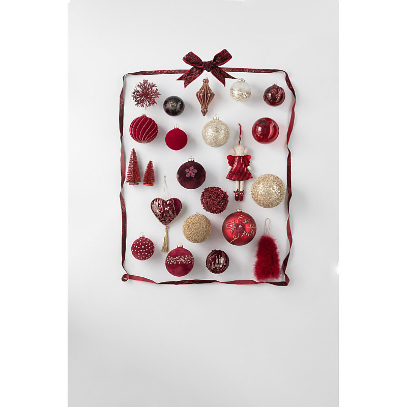Boite de 4 boules de Noël en Plastique Rouge 10 × 10 × 10cm