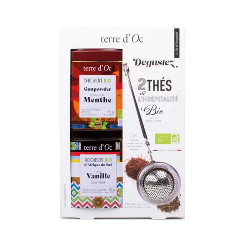 Coffret 2 thés vert + cuillère filtre bio Terre d’Oc – 85 g