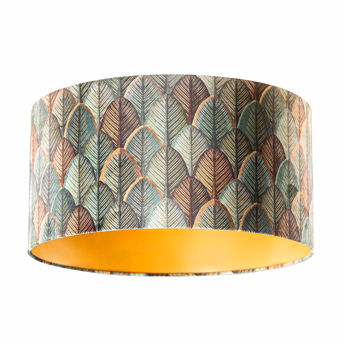 Abat – jour en velours, motif feuilles, intérieur doré 50/50/25