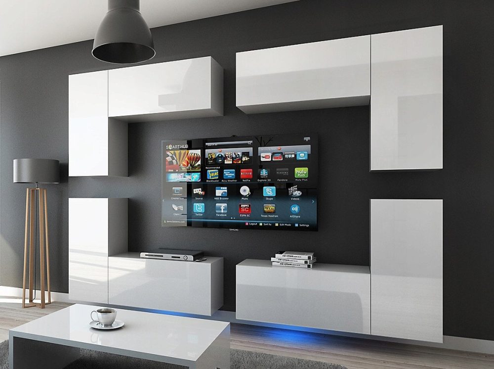 Ensemble meuble TV CONCEPT 20 – 20 | HG | W | 2 1A blanc brillant 260 cm