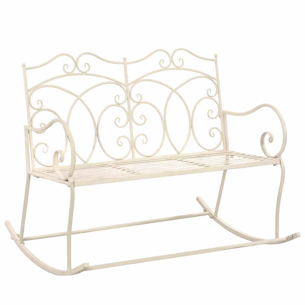 Salon et mobilier de jardin – Banc de jardin 104 cm Fer Blanc antique vidaXL