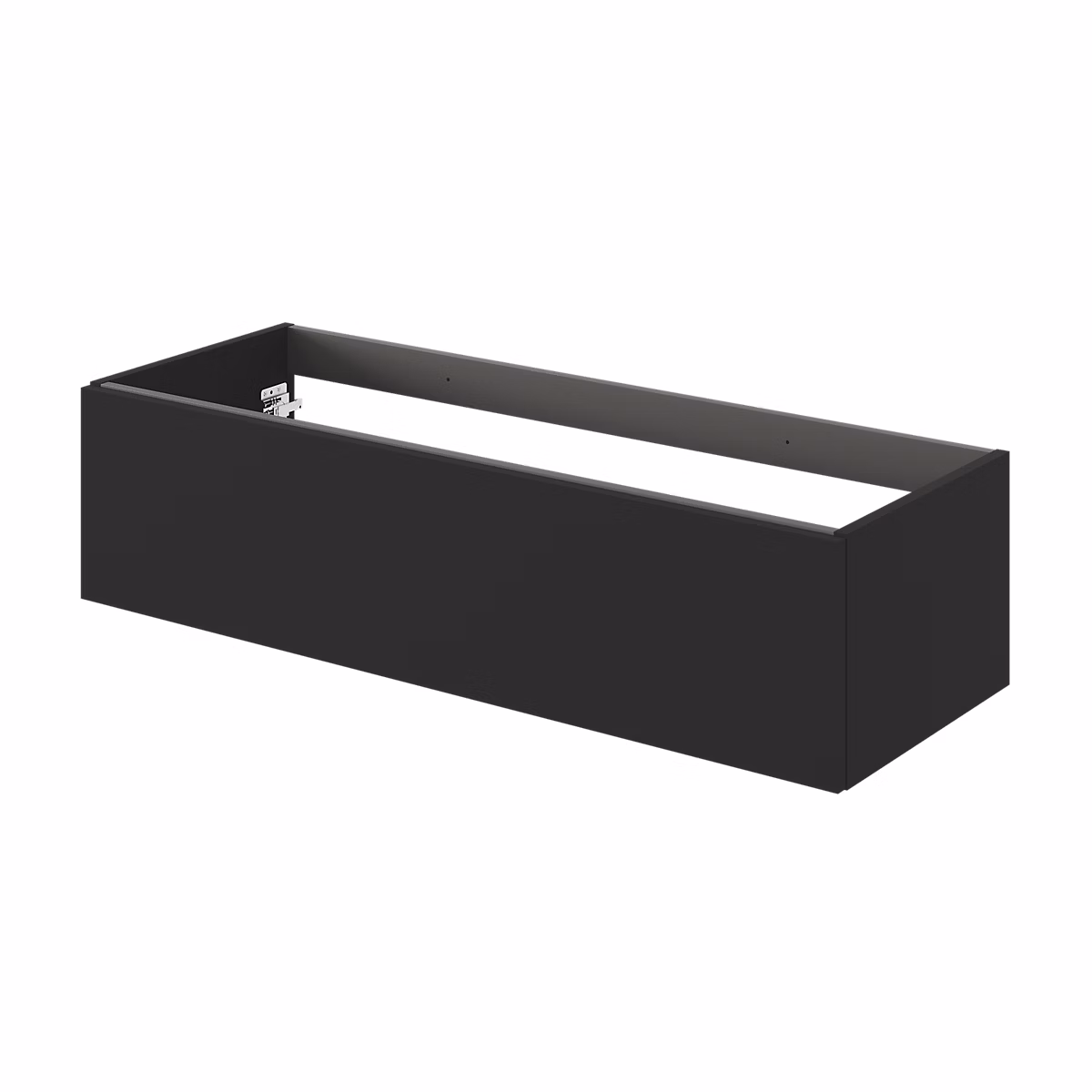 Meuble sous vasque l.120 x H.30 x P.45 cm – noir mat, 1 tiroir sans poignée, Kentia