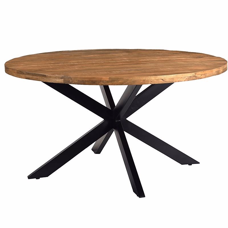 BARI-Table à manger Ronde 4 personnes D130 cm en bois massif – Réf. ECAIBJZWZ8121118231